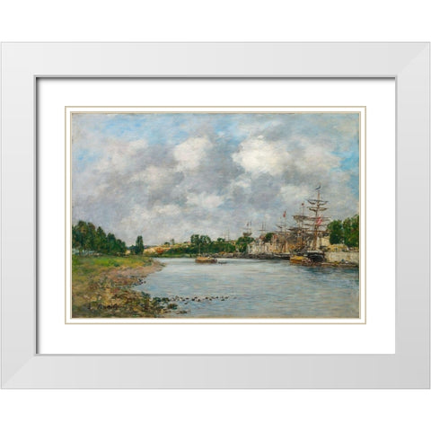 View of the Port of Saint-Valery-sur-Somme White Modern Wood Framed Art Print with Double Matting by Boudin, Eugene