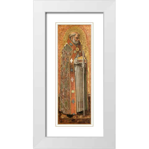 Saint Nicholas of Bari White Modern Wood Framed Art Print with Double Matting by Crivelli, Carlo