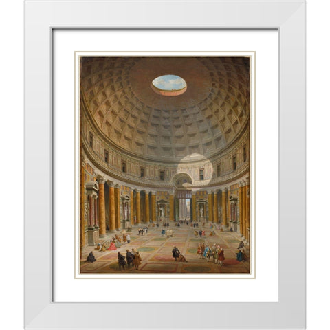 Interior of the Pantheon, Rome White Modern Wood Framed Art Print with Double Matting by Panini, Giovanni Paolo
