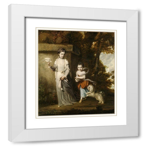 Portrait of the Ladies Amabel and Mary Jemima Yorke White Modern Wood Framed Art Print with Double Matting by Reynolds, Joshua