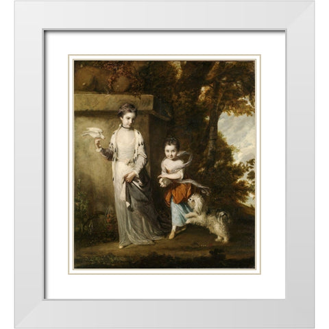 Portrait of the Ladies Amabel and Mary Jemima Yorke White Modern Wood Framed Art Print with Double Matting by Reynolds, Joshua