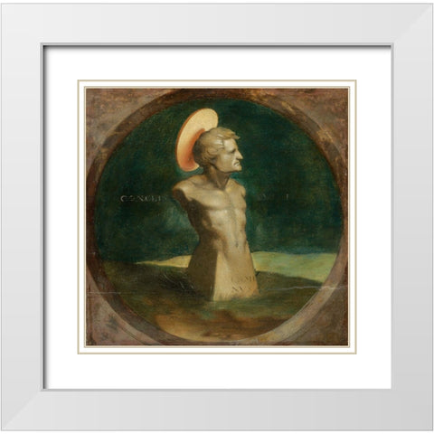 Terminus, the Device of Erasmus White Modern Wood Framed Art Print with Double Matting by Holbein, Hans
