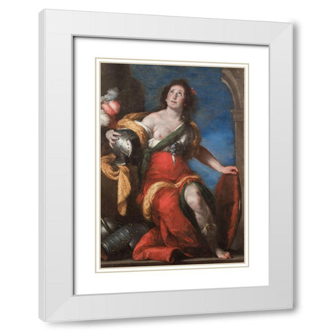 Allegorical Figure White Modern Wood Framed Art Print with Double Matting by Strozzi, Bernardo