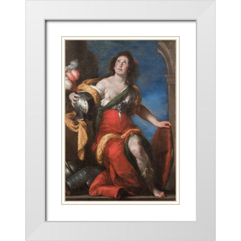 Allegorical Figure White Modern Wood Framed Art Print with Double Matting by Strozzi, Bernardo