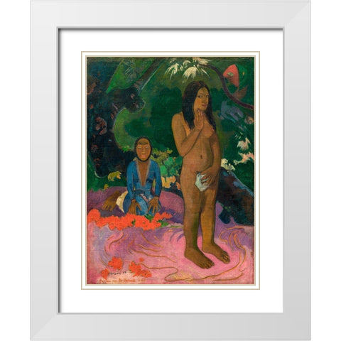 Words of the Devil White Modern Wood Framed Art Print with Double Matting by Gauguin, Paul