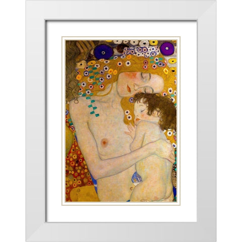 Die Drei Lebensalter White Modern Wood Framed Art Print with Double Matting by Klimt, Gustav