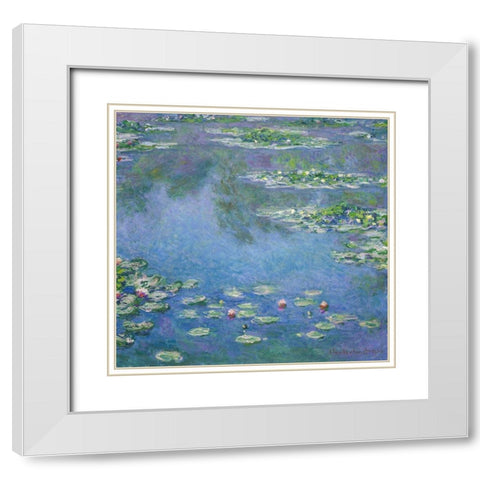 Water Lilies 1906 White Modern Wood Framed Art Print with Double Matting by Monet, Claude