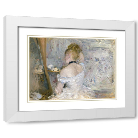 Woman at Her Toilette White Modern Wood Framed Art Print with Double Matting by Morisot, Berthe