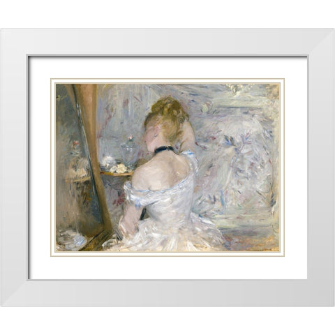Woman at Her Toilette White Modern Wood Framed Art Print with Double Matting by Morisot, Berthe