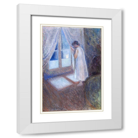 The Girl by the Window 1893 White Modern Wood Framed Art Print with Double Matting by Munch, Edvard