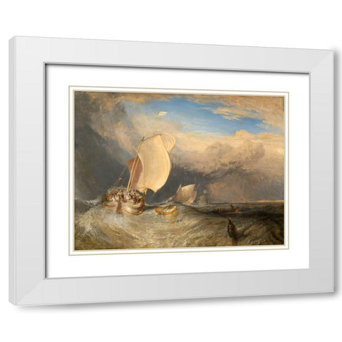 Fishing Boats with Hucksters Bargaining for Fish 1837 White Modern Wood Framed Art Print with Double Matting by Turner, Joseph Mallord William