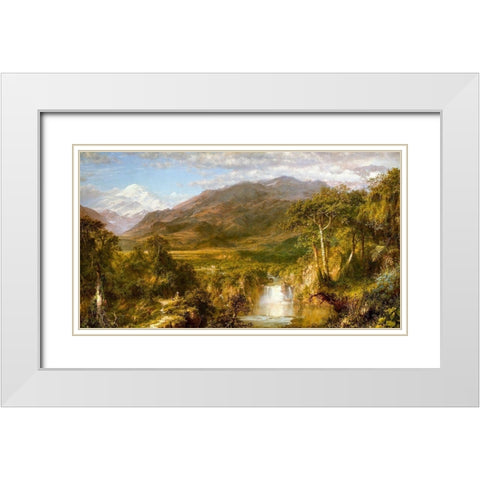 Heart of the Andes 1859 White Modern Wood Framed Art Print with Double Matting by Church, Frederic Edwin