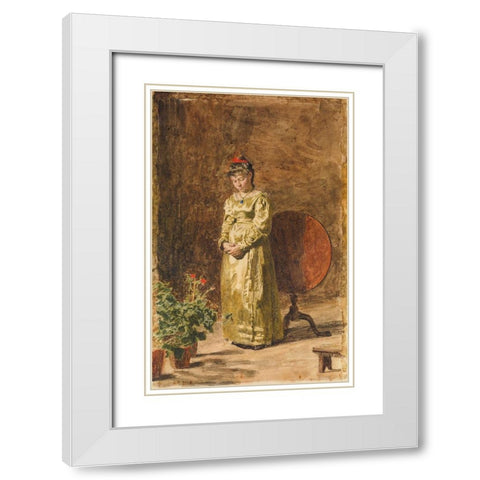 Young Girl Meditating 1877 White Modern Wood Framed Art Print with Double Matting by Eakins, Thomas