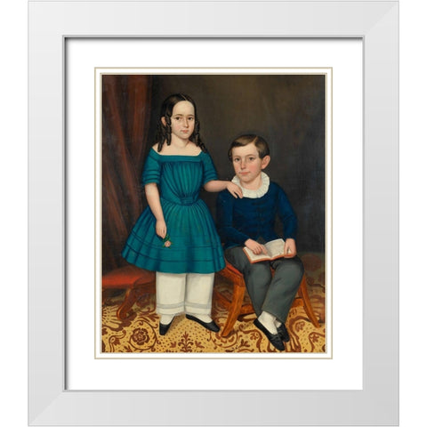 John and Louisa Stock 1845 White Modern Wood Framed Art Print with Double Matting by Joseph Whiting StockÂ