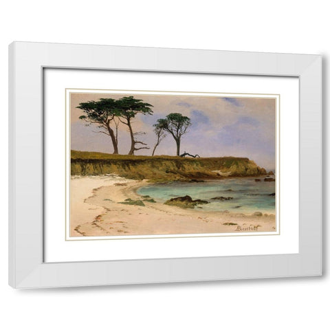 Sea Cove White Modern Wood Framed Art Print with Double Matting by Bierstadt, Albert