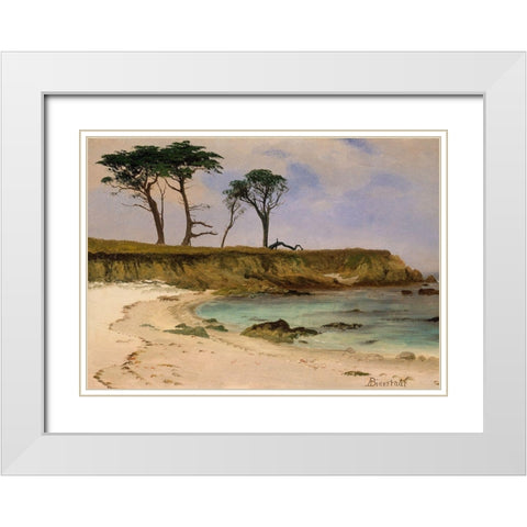 Sea Cove White Modern Wood Framed Art Print with Double Matting by Bierstadt, Albert
