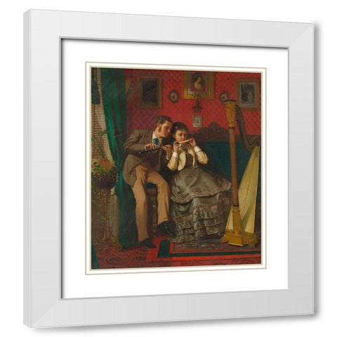 The Music Lesson White Modern Wood Framed Art Print with Double Matting by Brown, John George
