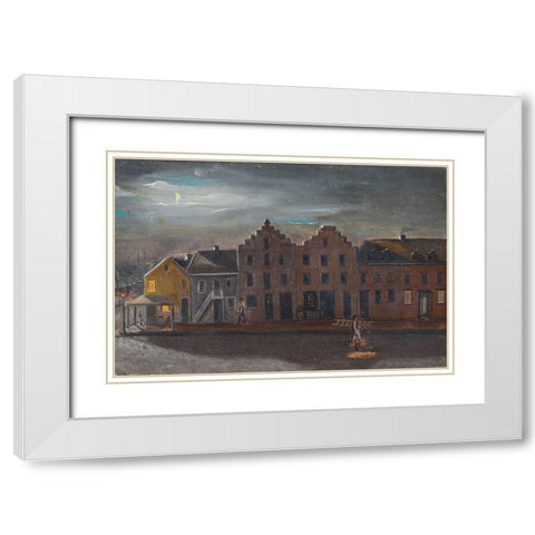 The Lamp Lighter White Modern Wood Framed Art Print with Double Matting by Chappel, William P.