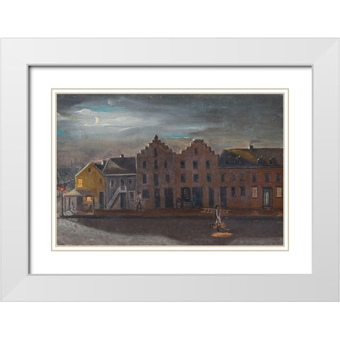 The Lamp Lighter White Modern Wood Framed Art Print with Double Matting by Chappel, William P.