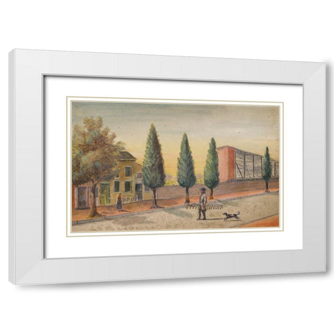 Strawberry Pedlar White Modern Wood Framed Art Print with Double Matting by Chappel, William P.