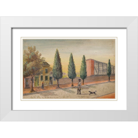 Strawberry Pedlar White Modern Wood Framed Art Print with Double Matting by Chappel, William P.