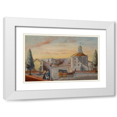 Hot Corn Seller White Modern Wood Framed Art Print with Double Matting by Chappel, William P.