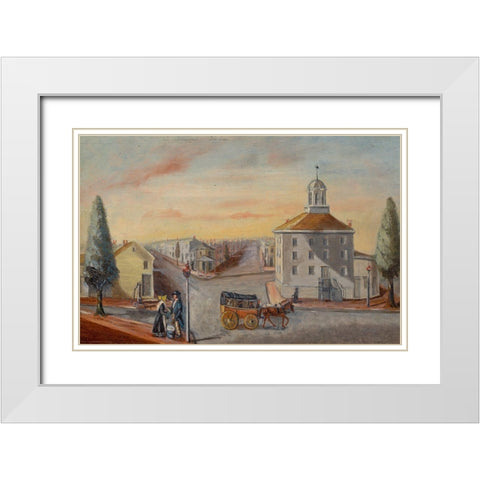 Hot Corn Seller White Modern Wood Framed Art Print with Double Matting by Chappel, William P.