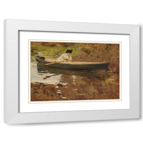 Mrs. Chase in Prospect Park White Modern Wood Framed Art Print with Double Matting by Chase, William Merritt