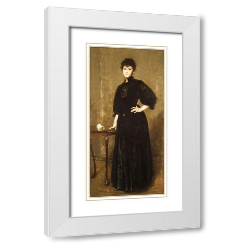 Lady in Black White Modern Wood Framed Art Print with Double Matting by Chase, William Merritt