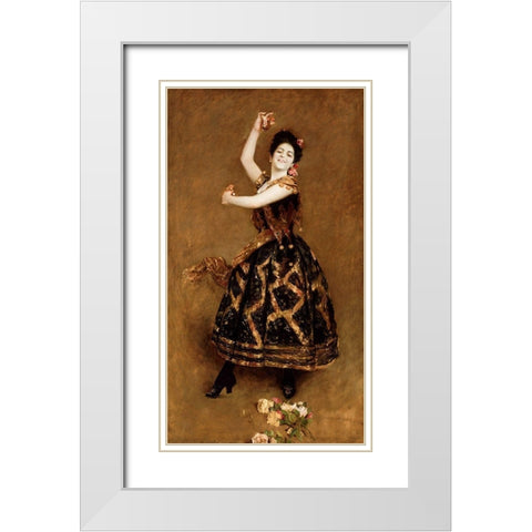 Carmencita White Modern Wood Framed Art Print with Double Matting by Chase, William Merritt
