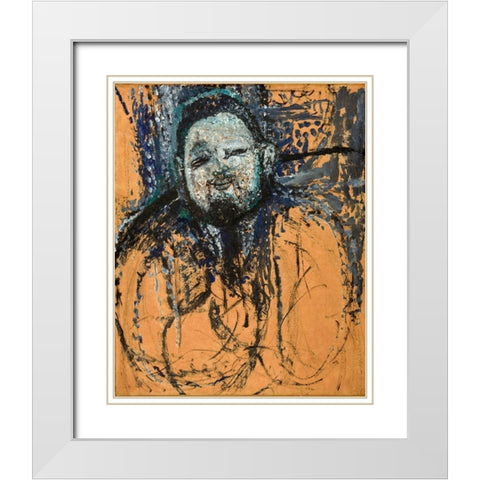Portrait of Diego Rivera, 1916 White Modern Wood Framed Art Print with Double Matting by Modigliani, Amedeo