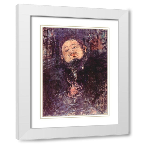 Portrait of Diego Rivera White Modern Wood Framed Art Print with Double Matting by Modigliani, Amedeo