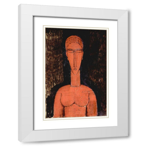 Person with eyes closed White Modern Wood Framed Art Print with Double Matting by Modigliani, Amedeo