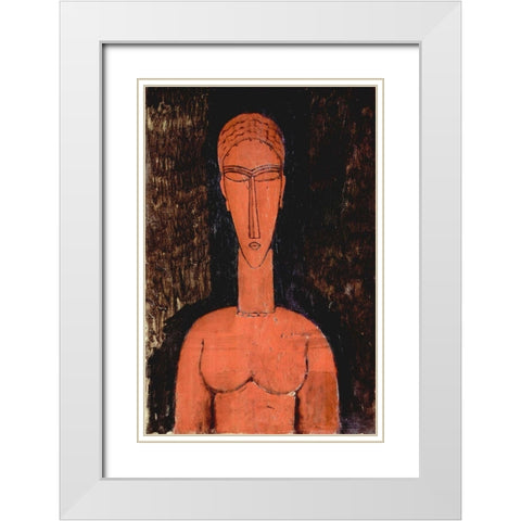 Person with eyes closed White Modern Wood Framed Art Print with Double Matting by Modigliani, Amedeo