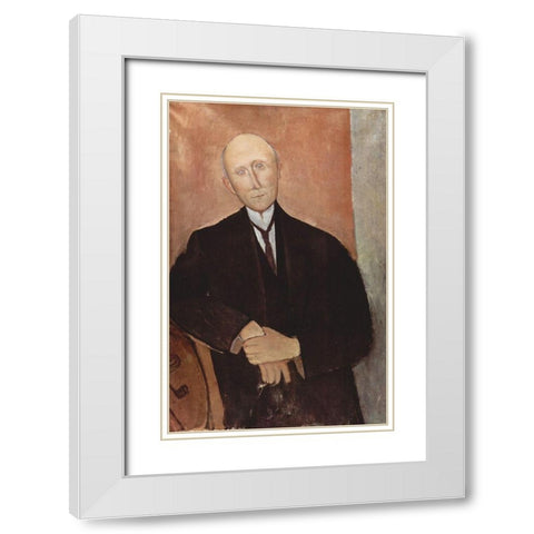 Man in black jacket White Modern Wood Framed Art Print with Double Matting by Modigliani, Amedeo