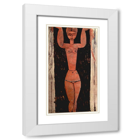 Woman in doorway White Modern Wood Framed Art Print with Double Matting by Modigliani, Amedeo