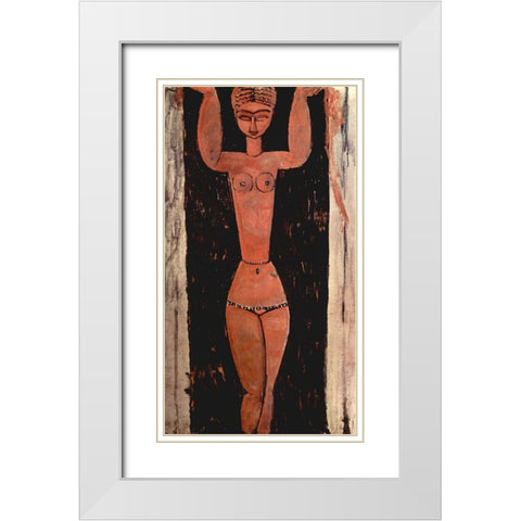 Woman in doorway White Modern Wood Framed Art Print with Double Matting by Modigliani, Amedeo