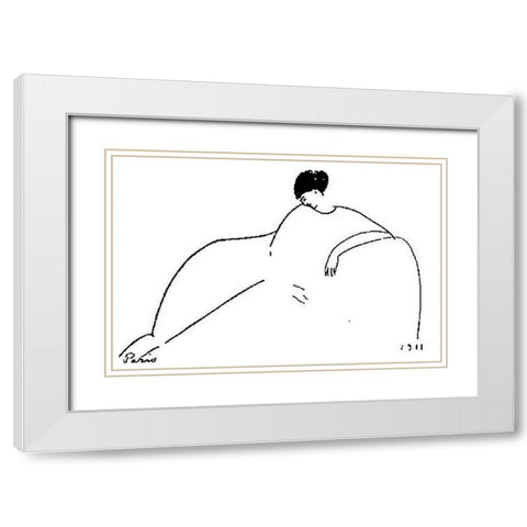 Anna Akhmatova (1911) White Modern Wood Framed Art Print with Double Matting by Modigliani, Amedeo