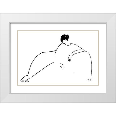 Anna Akhmatova (1911) White Modern Wood Framed Art Print with Double Matting by Modigliani, Amedeo