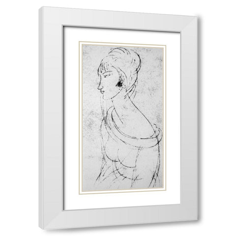 Sketch of Jeanne White Modern Wood Framed Art Print with Double Matting by Modigliani, Amedeo