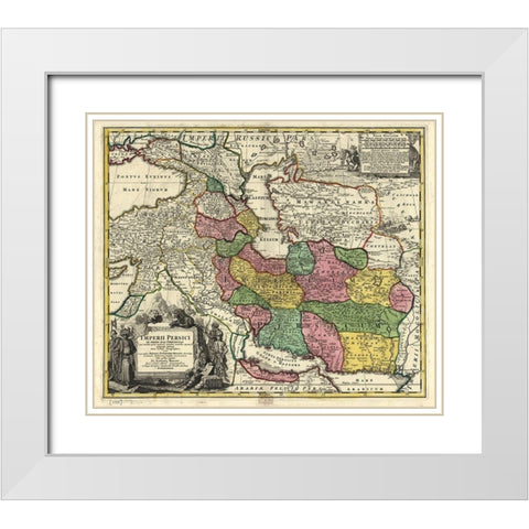 Persia in the 18th Century White Modern Wood Framed Art Print with Double Matting by Vintage Maps
