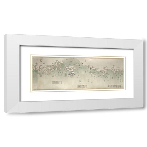 Coastal Map of China White Modern Wood Framed Art Print with Double Matting by Vintage Maps