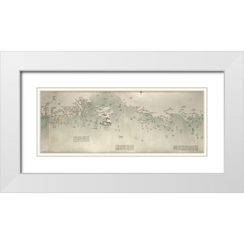 Coastal Map of China White Modern Wood Framed Art Print with Double Matting by Vintage Maps