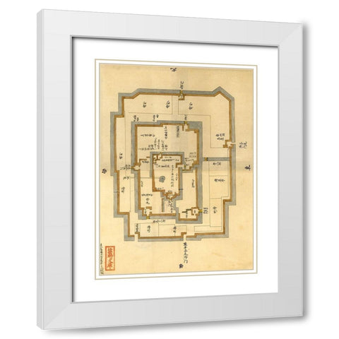 Japanese Castle Plan White Modern Wood Framed Art Print with Double Matting by Vintage Maps