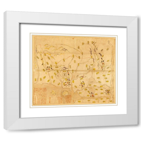 Musashi Village(Edo) White Modern Wood Framed Art Print with Double Matting by Vintage Maps
