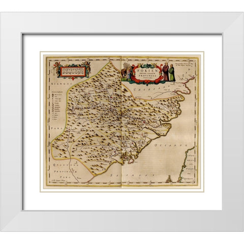 Fukien-China White Modern Wood Framed Art Print with Double Matting by Vintage Maps