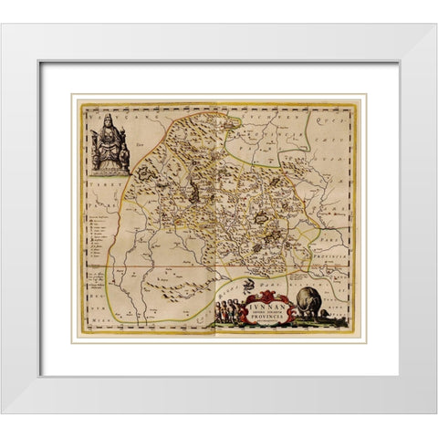 Hunan-China White Modern Wood Framed Art Print with Double Matting by Vintage Maps