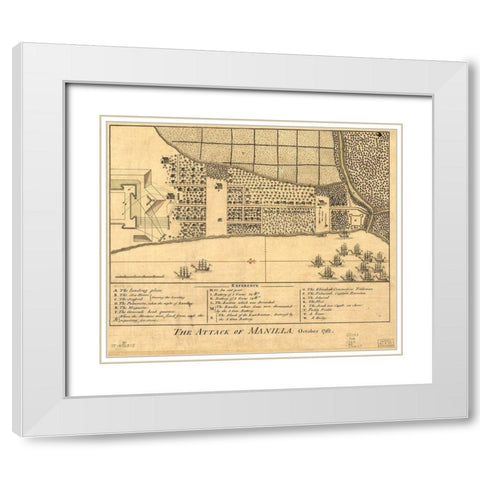 Attack on Manila White Modern Wood Framed Art Print with Double Matting by Vintage Maps