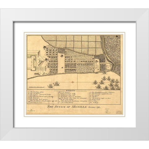 Attack on Manila White Modern Wood Framed Art Print with Double Matting by Vintage Maps