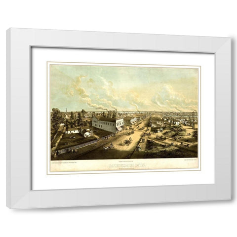 Oshkosh-Wisconsin 1850 White Modern Wood Framed Art Print with Double Matting by Vintage Maps